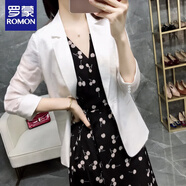 羅蒙2024春秋新款胖妹妹200斤大碼女裝網(wǎng)紅小西裝外套中長款西服上衣 白色七分袖夏裝 M 建議90-100斤