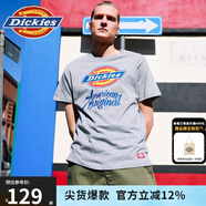 dickies 純棉短袖T恤男 情侶男女同款 印花休閑百搭上衣7087 中羽灰 XL