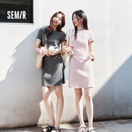 森馬（Semir）連衣裙女圓領(lǐng)收腰彈力針織裙2025夏刺繡休閑短裙辣妹109325114001