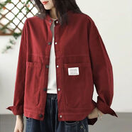 俞兆林（YUZHAOLIN）春秋外套女2025新款韓版寬松大口袋復古休閑洋氣百搭夾克衫 復古紅色 2XL 建議140-155斤