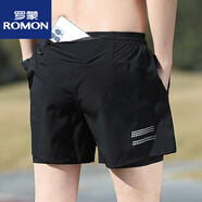 羅蒙（ROMON）跑步短褲男士運(yùn)動三分褲專用速干夏季薄款四分緊身帶內(nèi)襯可放手機(jī) 黑色 S 關(guān)注店鋪領(lǐng)10元優(yōu)惠券