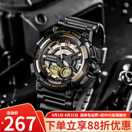 卡西歐（CASIO） 手表 防水黑金太男表 多功能夜光雙顯電子表 運(yùn)動學(xué)生手表 AEQ-110BW-9A十年電力+百米防水