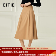愛特愛（EITIE）春季新款復(fù)古純色高腰顯瘦氣質(zhì)褶皺中長款半身裙A字裙A2206905 咖80 M 40/165/68A