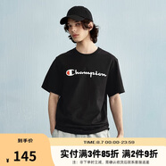 Champion冠軍情侶短袖新款美式潮牌t恤寬松休閑純棉上衣 黑色 XL