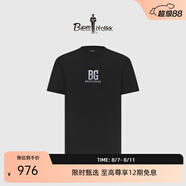 比音勒芬（Biemlfdlkk）【涼感】夏季時尚潮流字母上衣百搭透氣休閑運動圓領(lǐng)短袖男士T恤 07黑 S
