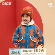 papa爬爬棉服冬季新款寶寶夾棉拜年服男女童保暖厚款洋氣棉衣外套 藍(lán)色 110 cm