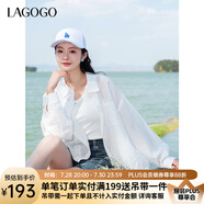 lagogo輕盈透氣亮片白襯衫女拉谷谷2025年春夏新款舒適落肩袖罩衫 本白色 XL