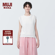 無(wú)印良品（MUJI） 女式 強(qiáng)捻網(wǎng)眼 法國(guó)袖毛衣 女款夏季 純棉全棉背心 BA1OJA4S 白色 M (160/84A)