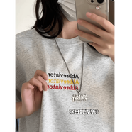 Shelley Jones 美式三色刺繡短袖t恤男生夏季潮牌五分半袖涼感寬松休閑圓領(lǐng)體恤 麻灰色 L [推薦100-120斤]