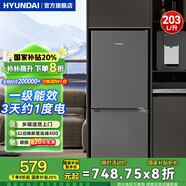 HYUNDAI（韓國(guó)現(xiàn)代）大容量雙開(kāi)門(mén)二門(mén)冰箱 家用中型小型電冰箱冷凍冷藏租房宿舍節(jié)能省電 203L灰【店鋪主推+一級(jí)能效】