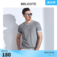 Brloote/巴魯特短袖T恤男夏季時尚休閑棉撞色拼接圓領(lǐng)體恤衫 淺灰 165/88A
