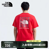 北面（The North Face）短袖T恤「新年蛻變」情侶款戶外寬松舒適半袖上衣25新品|8CFU 682/曜日紅 XS /160