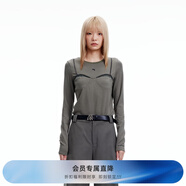 RE'VAN芮范冬季新品設(shè)計(jì)師款復(fù)古歐根紗拼接打底衫RN90801063 灰色 S/36