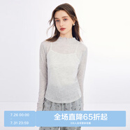 樂町甜美風(fēng)波點(diǎn)百搭針織衫小半高堆堆領(lǐng)針織衫打底衫 灰色（現(xiàn)貨） XS