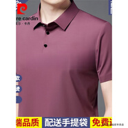 皮爾卡丹（pierre cardin）高檔冰絲短袖T恤男夏季新款中年高端寬松大碼無痕抗皺polo.衫男裝 881109紅色 3XL 185碼【169-180斤】