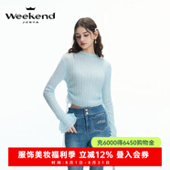卓雅周末（JORYA weekend）森林兔party丨24秋新品綁帶收腰半高領(lǐng)綿羊毛打底針織衫Q240631Z 冰河綠 S