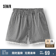 森馬（Semir）休閑褲女寬松松緊腰溫柔2025夏季甜美風(fēng)蕾絲花邊短褲109325125002