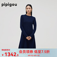 皮皮狗秋季新款 氣質(zhì)圓領(lǐng)羊絨連衣裙女時(shí)尚休閑長(zhǎng)袖針織長(zhǎng)裙 578藏藍(lán) L 165/88A