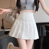 HUALIN FASHION碩依美戀高腰顯瘦百褶裙女氣質(zhì)純色半身裙廣州十三行 白色 M