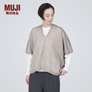 無印良品（MUJI）女式 羊毛 可水洗 高針距 斗篷毛衣 V領(lǐng)針織衫秋冬女款 BA1NAA3A 燕麥色 L（165/88A）