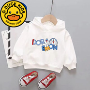 G.duck男童新款連帽衛衣男女兒童裝秋冬韓版長(cháng)袖打底衫寶寶中小童上衣潮 白色EMON叮當貓 120 建議身高105-115年齡4-5歲