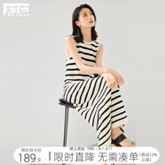 對白復(fù)古條紋無袖背心連衣裙女2025夏新款鏤空設(shè)計(jì)感休閑中長裙子 黑白條紋 M