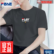 FEAE官方品牌t恤男短袖2025夏款刺繡純棉冰絲休閑簡約圓領(lǐng)大碼短袖 炭灰色 【國風(fēng)】 3XL 【建議160-175斤】