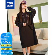 唐獅（TonLion）2023【迪士尼愛麗絲聯(lián)名】黑色連衣裙女連帽長款衛(wèi)衣裙 黑色 S 