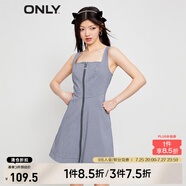 ONLY時尚百搭短款A(yù)字吊帶雪紡連衣裙女|123207028 H31尤琪藍(lán)白格 M 165/84A