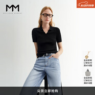 麥檬萬(wàn)件爆款MM口碑原創(chuàng)桑蠶絲涼感針織上衣短袖春夏淡人穿搭 POLO領(lǐng)-短袖-黑色5G4930281 M （100-115斤）