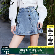 ONLY2024春季新款金屬紐扣高腰百褶裙褲短褲牛仔褲女|124143003 J33 350水洗牛仔藍 M 165/68A