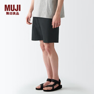 無印良品 MUJI 男式 棉水洗府綢 短褲休閑短褲男款夏季純棉全棉AED14A2S 黑色 S