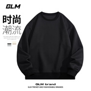 GLM圓領(lǐng)衛衣男重磅寬松春秋季休閑高級感青少年潮流外套黑色3XL