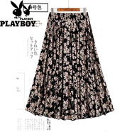 花花公子（PLAYBOY）老錢(qián)風(fēng)2025夏新款碎花冰絲半身裙媽媽裝松緊腰高腰A字大擺中長(cháng)款 9號色-裙長(cháng)70厘米 4XL 135-150斤