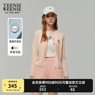 Teenie Weenie小熊針織開衫2025年春夏新款學院風高智感圓領毛衣外套女空調(diào)衫 粉色 L