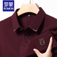 羅蒙（ROMON）桑蠶絲長袖T恤男春秋季爸爸裝2025新款衛(wèi)衣中年體恤衫翻領(lǐng)Polo衫 紅色【#3220】 2XL 180【145-160斤】