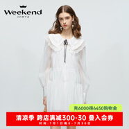 卓雅周末（JORYA weekend）海鹽茉莉|24春季新款蕾絲拼接娃娃領(lǐng)蝴蝶結(jié)燈籠袖連衣裙EJWEAN39 白色 L