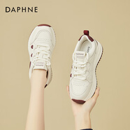 DAPHNE達(dá)芙妮（DAPHNE）厚底增高老爹鞋女2025秋季新款透氣跑步運(yùn)動(dòng)鞋百搭舒適 米紅色 36