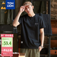 唐獅（TonLion）2025夏男短袖貼標(biāo)圓領(lǐng)T恤 黑色/二批 L