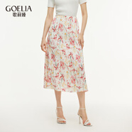 歌莉婭（GOELIA）歌莉婭 夏季新品  19姆米桑蠶絲印花半裙1E5L2B33D 93D淡粉鳶尾花印花 XS