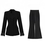 小憨鹿職業(yè)裝女裝套裝春夏韓版氣質(zhì)名媛千金風(fēng)西裝女春季感職業(yè)顯瘦兩件 西裝外套+黑色長(cháng)褲高質(zhì)量現貨 L 建議106-120