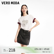 VEROMODA牛仔短裙24秋季新款街頭風高腰水鉆短款半身裙324337003 J1G黑牛仔色 L