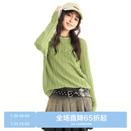 樂(lè)町圓領(lǐng)字母線套衫春季新款毛針織衫C2EEE1418 綠色 S