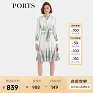 PORTS寶姿秋季新款女裝時尚圓點印花連衣裙ALD9D015QPT100 白黑混色 M 6