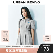 UR2025春季新款女裝立體花朵收腰Polo領(lǐng)短袖連衣裙UYY750054 花灰 M