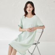 頂瓜瓜頂呱呱睡裙女純棉春夏舒適短袖可外穿睡衣家居服女海鹽薄荷 165
