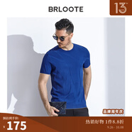 Brloote/巴魯特提花橫機T恤男夏季時(shí)尚休閑圓領(lǐng)修身短袖體恤衫 藍色 170/92A