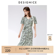 迪賽尼斯（DESIGNICE）2024夏季新款氣質(zhì)優(yōu)雅法式茶歇系長裙短袖V領(lǐng)碎花連衣裙 花色 L