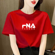 官方官方純棉短袖t恤女2025新款夏季寬松半袖上衣 斐樂(lè)FNA大-紅色 XL 【140-155斤】