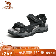駱駝（CAMEL）魔術(shù)貼沙灘戶外徒步登山男士休閑涼鞋 GE12220536 黑色 40